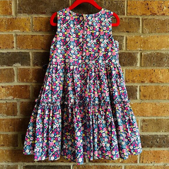 Popatu Kids Girls Blue Floral Round Neck Ruffle Sleeveless Casual Dress Size 5 - Picture 2 of 4